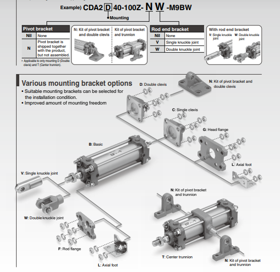 Xy lanh SMC CDA2B50-100Z