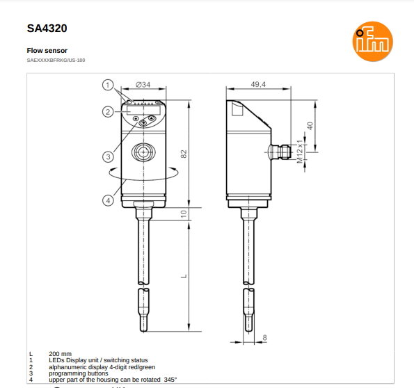 Cảm biến lưu lượng IFM SA4320
