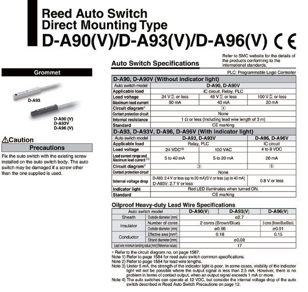 Cảm biến từ Xy lanh SMC D-A93, D-A93L