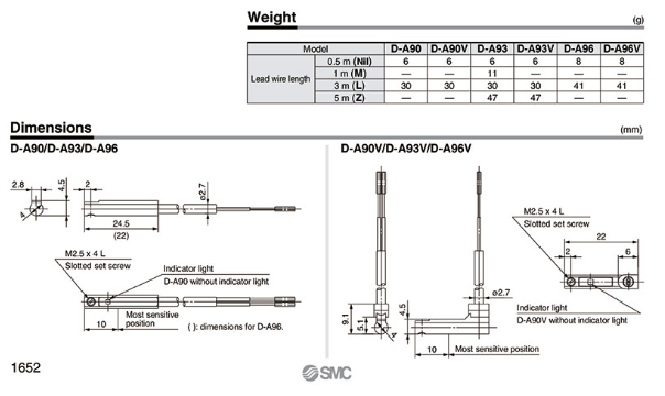Cảm biến từ Xy lanh SMC D-A93, D-A93L