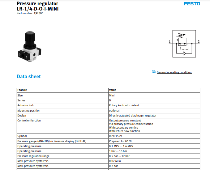 Bộ điều áp Festo LR-14-D-O-I-MINI