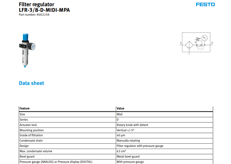 Bộ điều áp FESTO LFR-3/8-D-MIDI-MPA