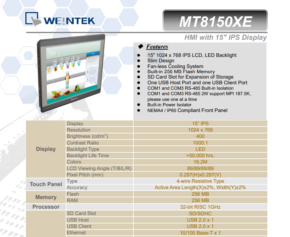 Màn hình HMI WEINTEK MT8150XE